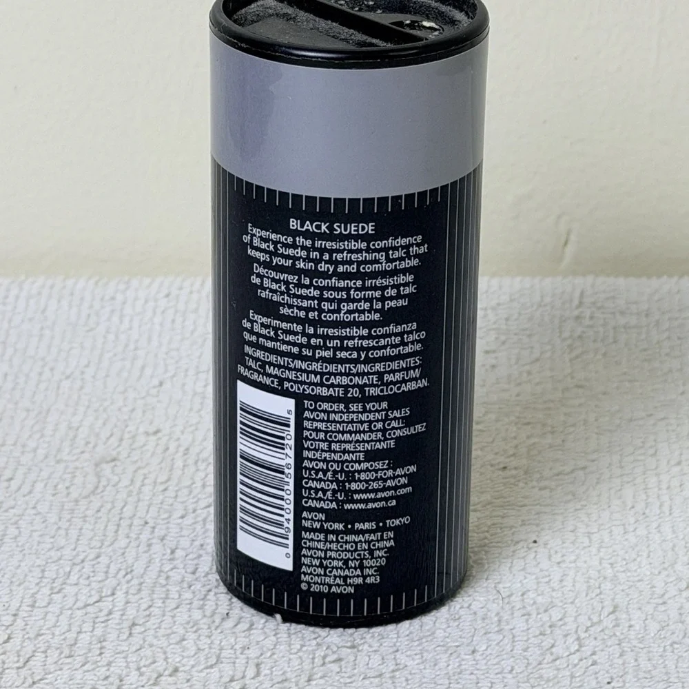 AVON BLACK SUEDE Men's Body Powder Talc Open Full 2.65 oz Vintage